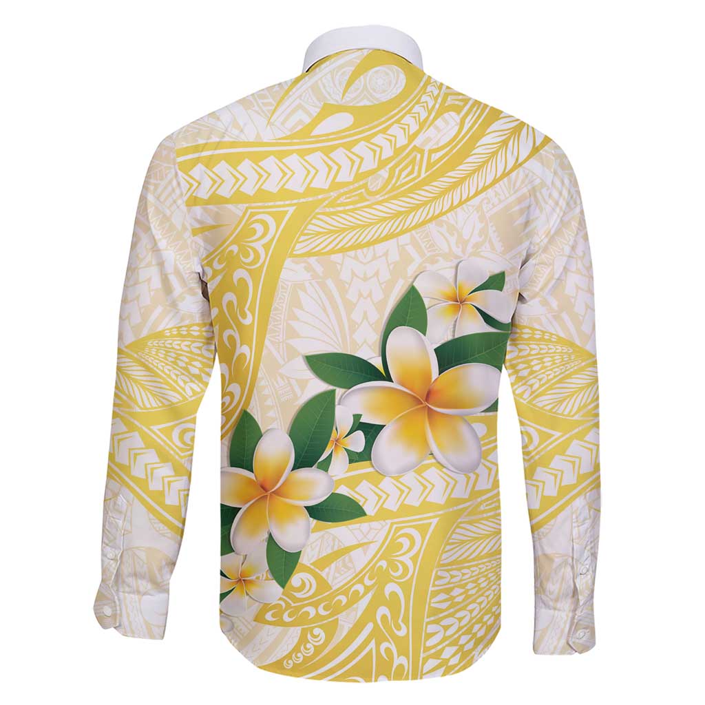 Gold And White Polynesia Plumeria Family Matching Short Sleeve Bodycon Dress and Hawaiian Shirt Curves Tropical Vibes LT14 - Polynesian Pride