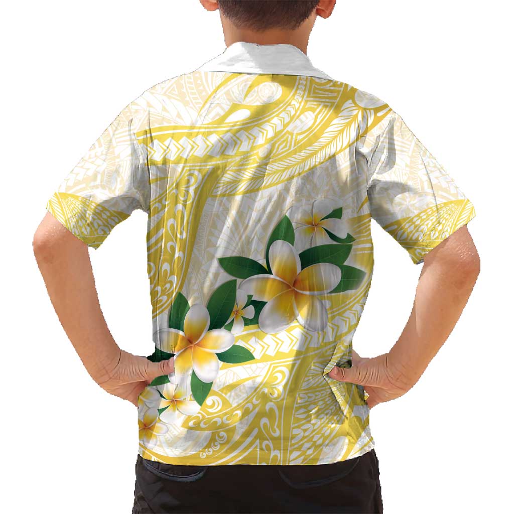 Gold And White Polynesia Plumeria Family Matching Summer Maxi Dress and Hawaiian Shirt Curves Tropical Vibes LT14 - Polynesian Pride
