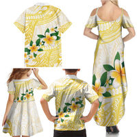 Gold And White Polynesia Plumeria Family Matching Summer Maxi Dress and Hawaiian Shirt Curves Tropical Vibes LT14 - Polynesian Pride