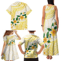 Gold And White Polynesia Plumeria Family Matching Tank Maxi Dress and Hawaiian Shirt Curves Tropical Vibes LT14 - Polynesian Pride