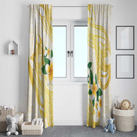 Gold And White Polynesia Plumeria Window Curtain Curves Tropical Vibes