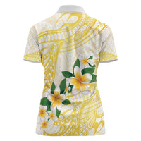 Gold And White Polynesia Plumeria Women Polo Shirt Curves Tropical Vibes
