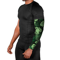 Green Hawaii Kukui Nut Lei Arm Sleeves Hawaiian Pattern Monstera Tropical Vibes - Polynesian Pride