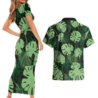 Green Hawaii Kukui Nut Lei Couples Matching Short Sleeve Bodycon Dress and Hawaiian Shirt Hawaiian Pattern Monstera Tropical Vibes LT14 - Polynesian Pride