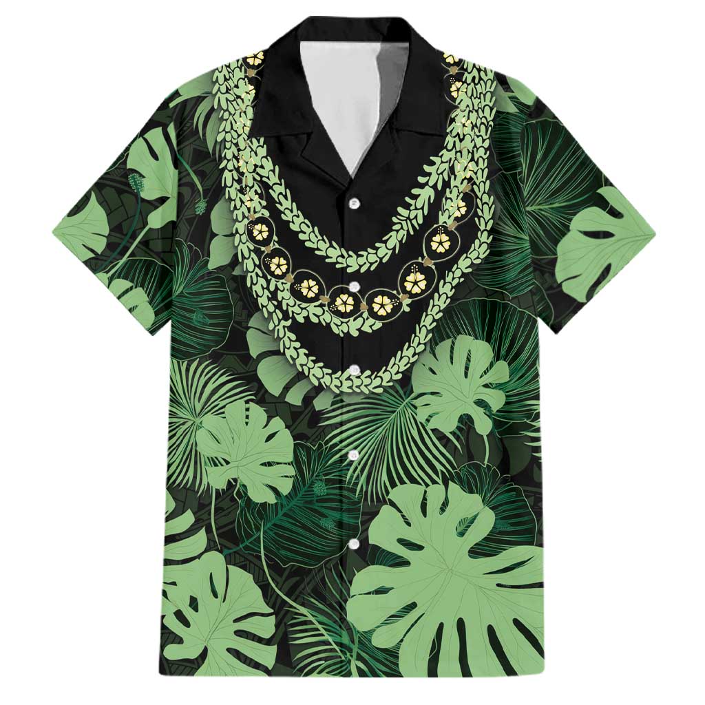 Green Hawaii Kukui Nut Lei Family Matching Mermaid Dress and Hawaiian Shirt Hawaiian Pattern Monstera Tropical Vibes LT14 Dad's Shirt - Short Sleeve Green - Polynesian Pride