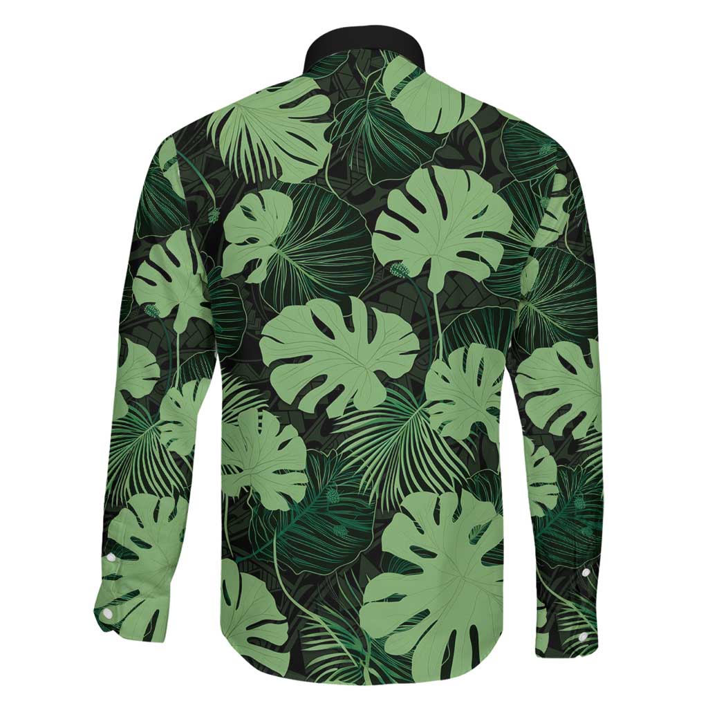 Green Hawaii Kukui Nut Lei Family Matching Off The Shoulder Long Sleeve Dress and Hawaiian Shirt Hawaiian Pattern Monstera Tropical Vibes LT14 - Polynesian Pride