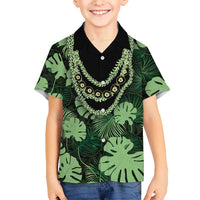 Green Hawaii Kukui Nut Lei Hawaiian Shirt Hawaiian Pattern Monstera Tropical Vibes - Polynesian Pride