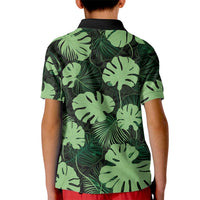 Green Hawaii Kukui Nut Lei Kid Polo Shirt Hawaiian Pattern Monstera Tropical Vibes - Polynesian Pride