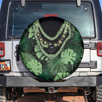 Green Hawaii Kukui Nut Lei Spare Tire Cover Hawaiian Pattern Monstera Tropical Vibes LT14 Green - Polynesian Pride