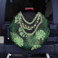 Green Hawaii Kukui Nut Lei Spare Tire Cover Hawaiian Pattern Monstera Tropical Vibes LT14 No hole Green - Polynesian Pride