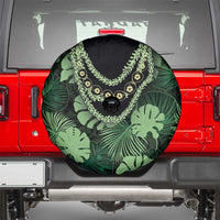 Green Hawaii Kukui Nut Lei Spare Tire Cover Hawaiian Pattern Monstera Tropical Vibes LT14 - Polynesian Pride
