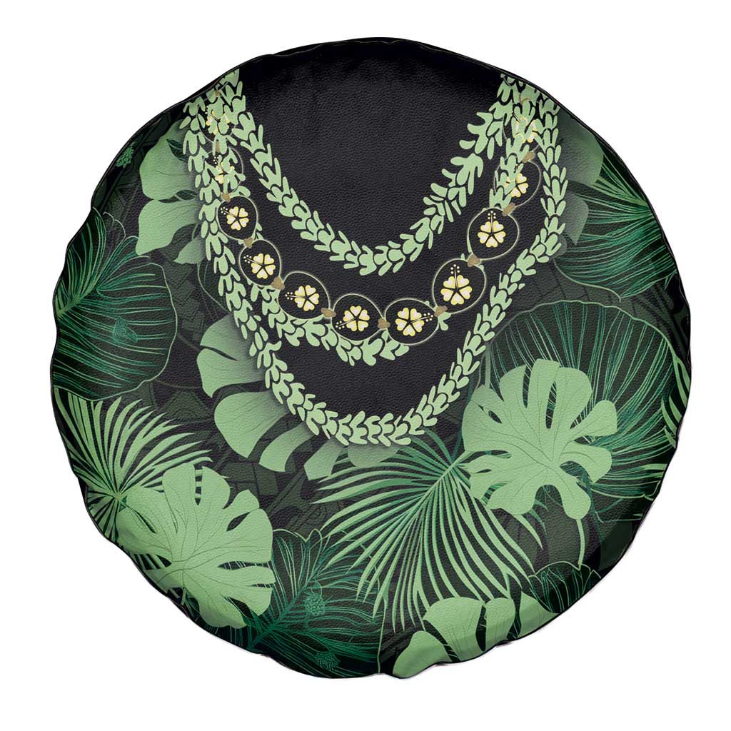 Green Hawaii Kukui Nut Lei Spare Tire Cover Hawaiian Pattern Monstera Tropical Vibes LT14 - Polynesian Pride