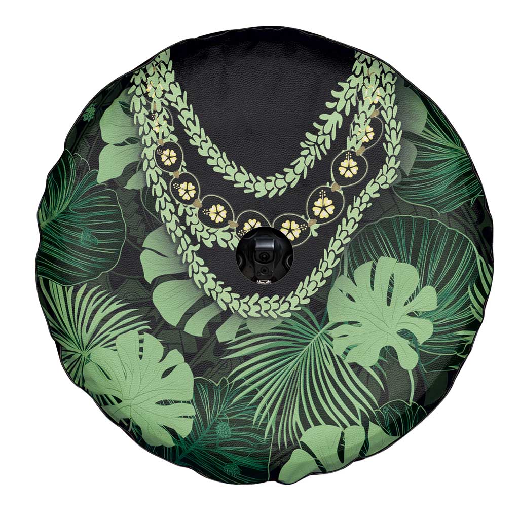 Green Hawaii Kukui Nut Lei Spare Tire Cover Hawaiian Pattern Monstera Tropical Vibes LT14 - Polynesian Pride