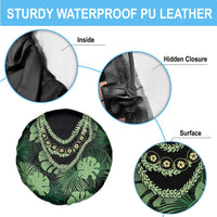 Green Hawaii Kukui Nut Lei Spare Tire Cover Hawaiian Pattern Monstera Tropical Vibes LT14 - Polynesian Pride