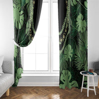 Green Hawaii Kukui Nut Lei Window Curtain Hawaiian Pattern Monstera Tropical Vibes LT14 - Polynesian Pride