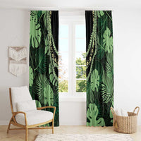 Green Hawaii Kukui Nut Lei Window Curtain Hawaiian Pattern Monstera Tropical Vibes LT14 - Polynesian Pride