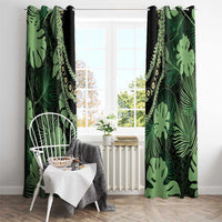 Green Hawaii Kukui Nut Lei Window Curtain Hawaiian Pattern Monstera Tropical Vibes LT14 - Polynesian Pride
