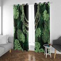 Green Hawaii Kukui Nut Lei Window Curtain Hawaiian Pattern Monstera Tropical Vibes LT14 With Grommets Green - Polynesian Pride