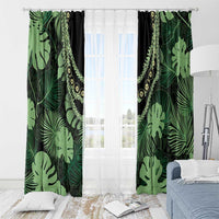 Green Hawaii Kukui Nut Lei Window Curtain Hawaiian Pattern Monstera Tropical Vibes LT14 - Polynesian Pride