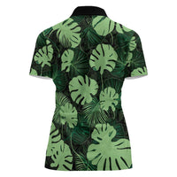 Green Hawaii Kukui Nut Lei Women Polo Shirt Hawaiian Pattern Monstera Tropical Vibes - Polynesian Pride