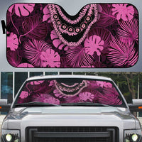Pink Hawaii Kukui Nut Lei Auto Sun Shade Hawaiian Pattern Monstera Tropical Vibes LT14 Pink - Polynesian Pride