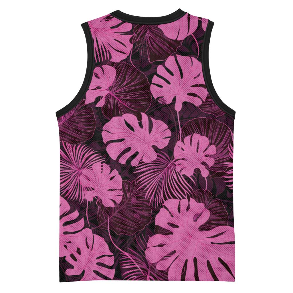 Pink Hawaii Kukui Nut Lei Basketball Jersey Hawaiian Pattern Monstera Tropical Vibes LT14 - Polynesian Pride