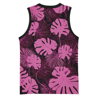 Pink Hawaii Kukui Nut Lei Basketball Jersey Hawaiian Pattern Monstera Tropical Vibes LT14 - Polynesian Pride