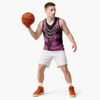 Pink Hawaii Kukui Nut Lei Basketball Jersey Hawaiian Pattern Monstera Tropical Vibes LT14 - Polynesian Pride