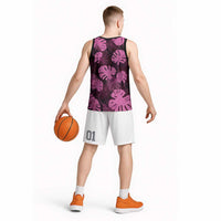 Pink Hawaii Kukui Nut Lei Basketball Jersey Hawaiian Pattern Monstera Tropical Vibes LT14 - Polynesian Pride