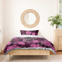 Pink Hawaii Kukui Nut Lei Bedding Set Hawaiian Pattern Monstera Tropical Vibes - Polynesian Pride