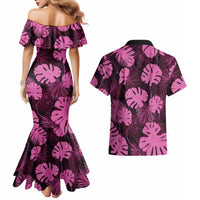 Pink Hawaii Kukui Nut Lei Couples Matching Mermaid Dress and Hawaiian Shirt Hawaiian Pattern Monstera Tropical Vibes LT14 - Polynesian Pride
