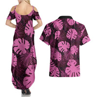 Pink Hawaii Kukui Nut Lei Couples Matching Summer Maxi Dress and Hawaiian Shirt Hawaiian Pattern Monstera Tropical Vibes LT14 - Polynesian Pride