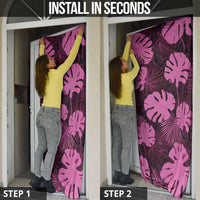Pink Hawaii Kukui Nut Lei Door Cover Hawaiian Pattern Monstera Tropical Vibes - Polynesian Pride