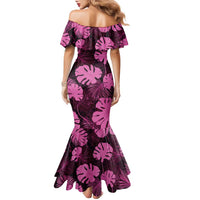Pink Hawaii Kukui Nut Lei Family Matching Mermaid Dress and Hawaiian Shirt Hawaiian Pattern Monstera Tropical Vibes LT14 - Polynesian Pride