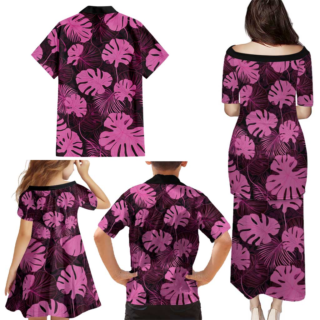 Pink Hawaii Kukui Nut Lei Family Matching Puletasi and Hawaiian Shirt Hawaiian Pattern Monstera Tropical Vibes LT14 - Polynesian Pride