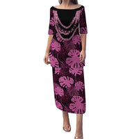Pink Hawaii Kukui Nut Lei Family Matching Puletasi and Hawaiian Shirt Hawaiian Pattern Monstera Tropical Vibes LT14 Mom's Dress Pink - Polynesian Pride