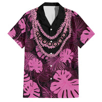 Pink Hawaii Kukui Nut Lei Family Matching Summer Maxi Dress and Hawaiian Shirt Hawaiian Pattern Monstera Tropical Vibes LT14 Dad's Shirt - Short Sleeve Pink - Polynesian Pride