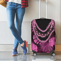 Pink Hawaii Kukui Nut Lei Luggage Cover Hawaiian Pattern Monstera Tropical Vibes - Polynesian Pride