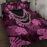 Pink Hawaii Kukui Nut Lei Quilt Bed Set Hawaiian Pattern Monstera Tropical Vibes LT14 Pink - Polynesian Pride