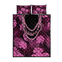 Pink Hawaii Kukui Nut Lei Quilt Bed Set Hawaiian Pattern Monstera Tropical Vibes LT14 - Polynesian Pride