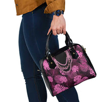 Pink Hawaii Kukui Nut Lei Shoulder Handbag Hawaiian Pattern Monstera Tropical Vibes - Polynesian Pride