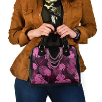 Pink Hawaii Kukui Nut Lei Shoulder Handbag Hawaiian Pattern Monstera Tropical Vibes - Polynesian Pride