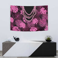 Pink Hawaii Kukui Nut Lei Tapestry Hawaiian Pattern Monstera Tropical Vibes LT14 - Polynesian Pride