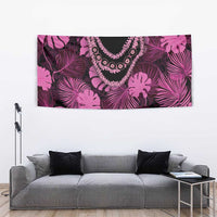 Pink Hawaii Kukui Nut Lei Tapestry Hawaiian Pattern Monstera Tropical Vibes LT14 - Polynesian Pride