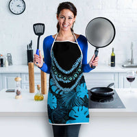Blue Hawaii Kukui Nut Lei Apron Hawaiian Pattern Monstera Tropical Vibes - Polynesian Pride