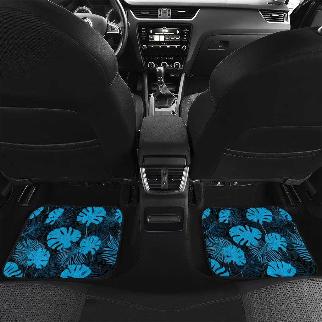 Blue Hawaii Kukui Nut Lei Car Mats Hawaiian Pattern Monstera Tropical Vibes - Polynesian Pride