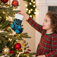 Blue Hawaii Kukui Nut Lei Christmas Stocking Hawaiian Pattern Monstera Tropical Vibes - Polynesian Pride