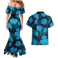 Blue Hawaii Kukui Nut Lei Couples Matching Mermaid Dress and Hawaiian Shirt Hawaiian Pattern Monstera Tropical Vibes LT14 - Polynesian Pride