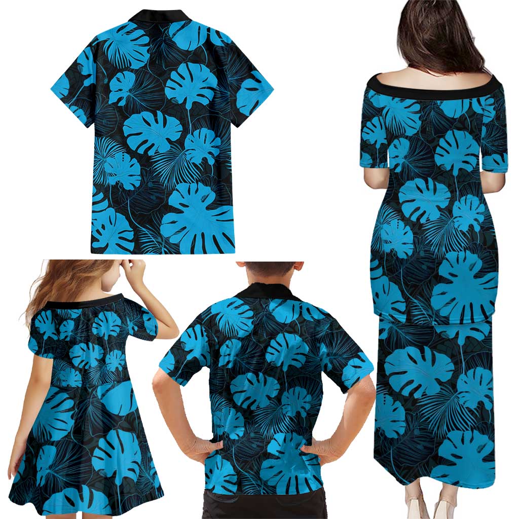 Blue Hawaii Kukui Nut Lei Family Matching Puletasi and Hawaiian Shirt Hawaiian Pattern Monstera Tropical Vibes LT14 - Polynesian Pride