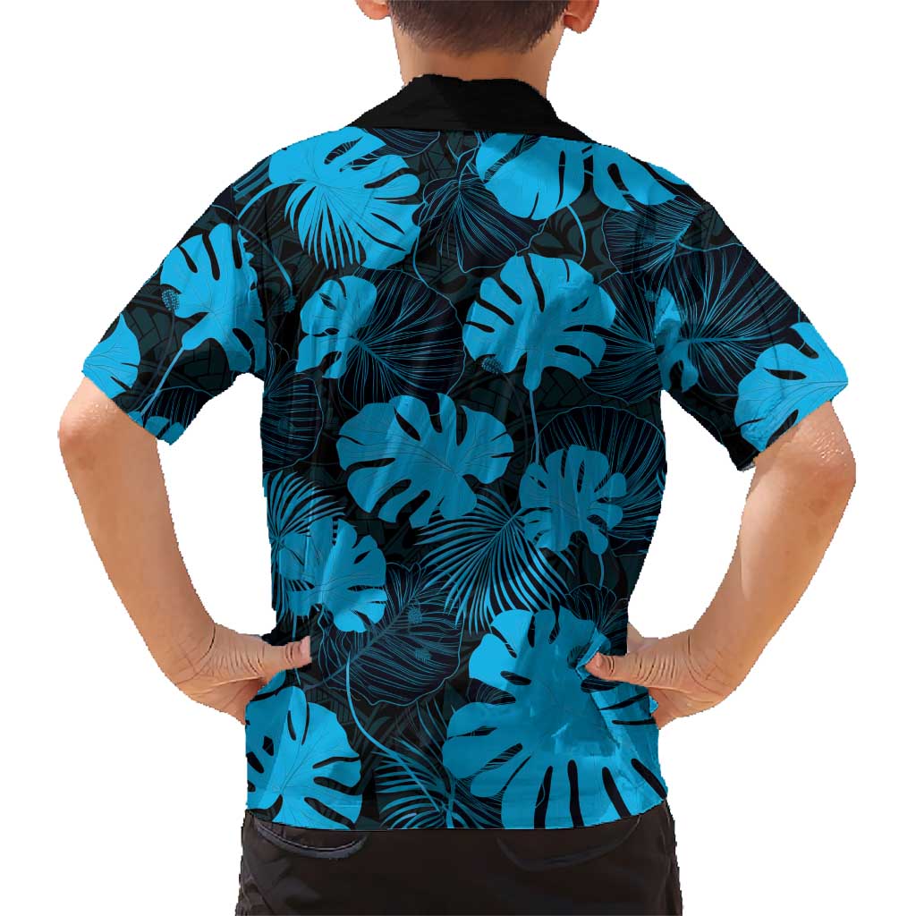 Blue Hawaii Kukui Nut Lei Family Matching Short Sleeve Bodycon Dress and Hawaiian Shirt Hawaiian Pattern Monstera Tropical Vibes LT14 - Polynesian Pride